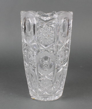 A cut glass panelled vase 13" 
