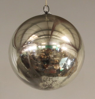 A silvered witches ball 9" 
