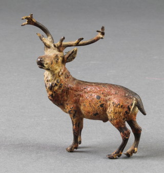 An "Austrian" cold painted bronze figure of a standing stag 3" 