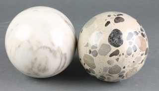 2 marble spherical balls 5" 