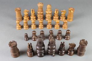 A St George's style pattern turned hardwood chess set 