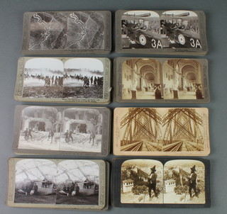 31 Realistic travel stereoscopic slides of First World War scenes, 5 Keystone View Company stereoscopic slides, 6 Underwood & Underwood stereoscopic slides and 6 J J Killelea stereoscopic slides 