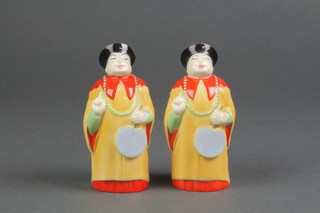 2 Royal Worcester candle snuffers in the form of Chinamen 4" 