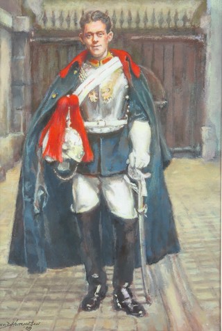 David Hutcheson (20)09, oil painting on board, portrait study Trooper William Henry Horton Royal Horseguards, signed and dated, inscribed on verso 12" x 8" 
