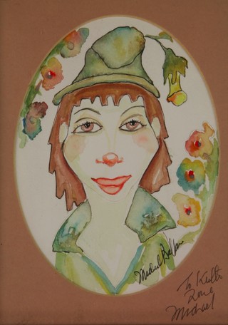 Michale Ballan, watercolours, studies of clowns, one signed, 5 1/2" x 4" and 7" x 5" 