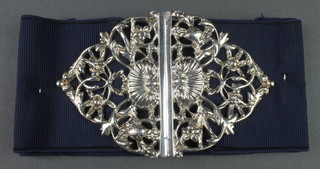 A pierced silver buckle with floral and shell motifs, Birmingham 1999