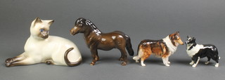 A Royal Doulton figure of a Collie dog 5" and 3 other animals