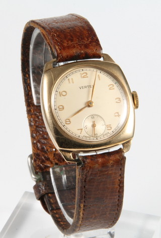 A gentleman's 9ct gold Vertex wristwatch with seconds at 6 o'clock in original box 