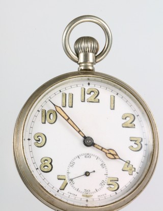 2 silver plated cased pocket watches with seconds at 6 o'clock 