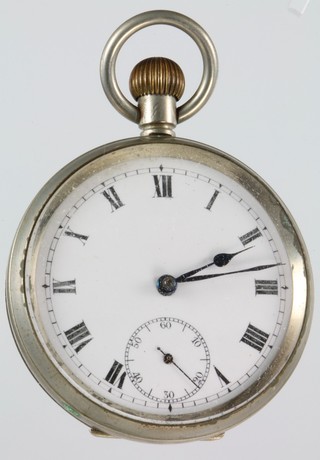 A silver cased mechanical pocket watch with seconds at 6 o'clock, a silver plated cased ditto 