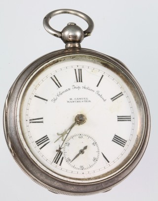A silver cased keywind pocket watch the dial inscribed H Samuel Manchester with seconds at 6 o'clock 