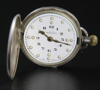 A silver cased Tavannes braille hunter pocket watch 