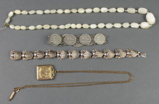 A Danish silver floral bracelet, a coin ditto and minor items