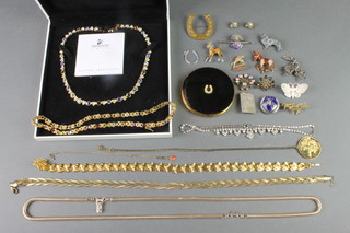 A Swarovski crystal necklace, boxed, minor costume jewellery 