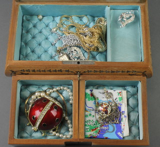 An inlaid jewellery box and minor jewellery