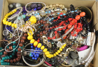 A quantity of bead necklaces and minor costume jewellery 