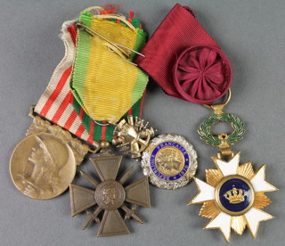 A Belgian Order of the Crown, a French Medaille Militaire, a Croix de Guerre and a French commemorative medal