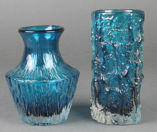 A Whitefriars turquoise knobbly vase 6", a squat ditto 5" 