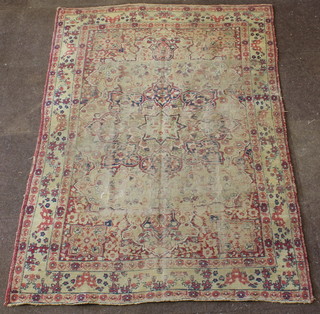 A Persian Bakhtiari rug with central medallion, in wear, 76" x 50" 
