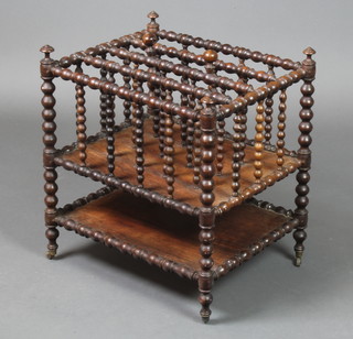 A Victorian rosewood 4 division Canterbury with bobbin turned decoration and under tier 18"h x 16 1/2"w x 13"d 