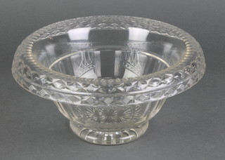 A cut glass fruit bowl with fold over rim 9 1/2" 