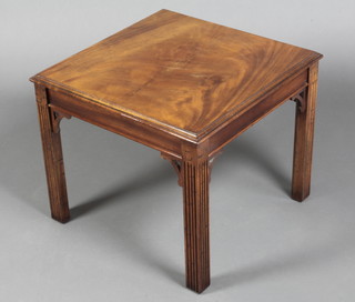 A Chippendale style  mahogany lamp table, raised on square fluted columns 18"h x 20 1/2"w x 20 1/2" 