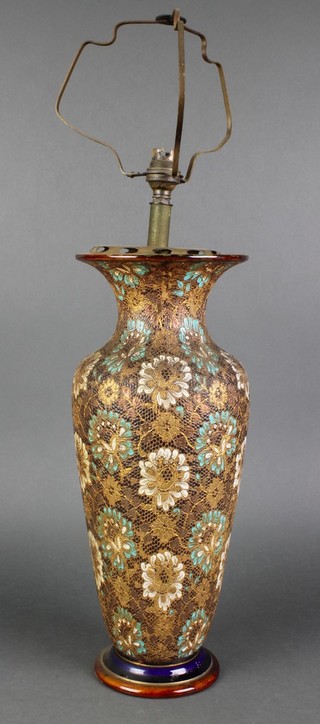 A Doulton & Slaters oviform vase decorated with a field of flowers 16" 