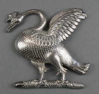 An 18th/19th Century metal carriage plate in the form of an armorial swan 4" 