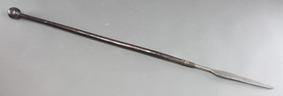 An African leaf shaped spear, the shaft incorporating a knobkerry and with 11" blade 