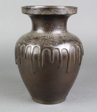 A 19th Century Japanese bronze vase 10"h, hole to base 