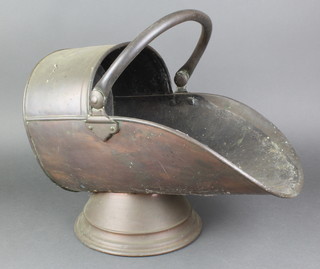 A George V copper helmet shaped coal scuttle with Royal Cypher marked Office Secretaries 