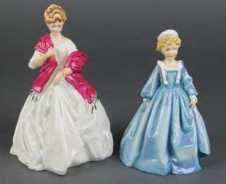 2 Royal Worcester figures - First Dance 3629 6 1/2" and Grandmother's Dress 3081 6"