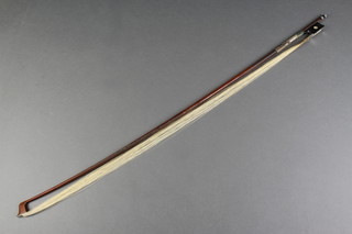 A violin bow with "silver" and mother of pearl mounts 30" 