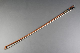 A "silver" and mother of pearl mounted violin bow 29 1/2"  