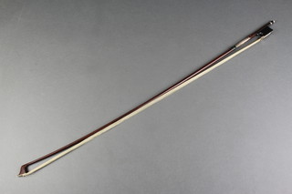A "silver" and mother of pearl mounted violin bow 29" 