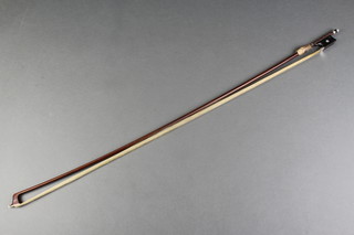 A Cuniot-Hury "silver" and mother of pearl mounted violin bow 29 1/2" 