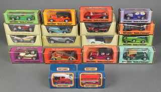 16 various 1970's and later Matchbox models of Yesteryear together with a Matchbox fire engine and bus 