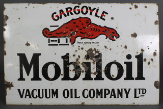 An enamelled advertising sign for Gargoyle Mobil Oil, 30" x 45" 