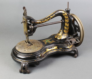 A 19th Century Jones manual sewing machine marked Jones hand machine 166, bobbin cover missing 