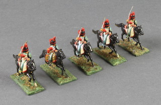 5 various Napoleonic War toy soldiers of mounted French Hussars including 1 officer