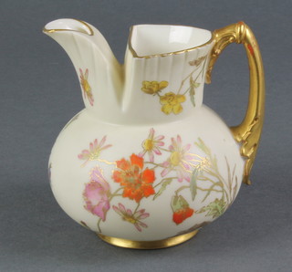 A Royal Worcester blush porcelain jug with floral decoration 1438 4" 