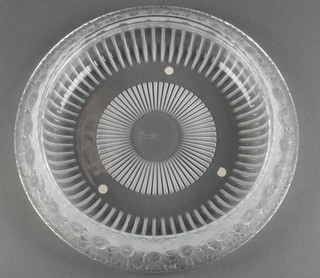 Lalique, a clear glass Marguerites shallow bowl decorated with flowers with lower cased etched marks 14" diam. 