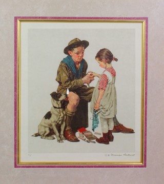 Norman Rockwell, lithograph, "Young Doctor" with facsimile signature, artist proof 22" x 19" with dated certificate