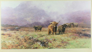 David Shepherd, print, highland cattle, signed in pencil 3/850 16" x 30" 