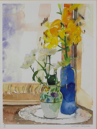 Richard Akerman, coloured prints a pair, still life studies, limited edition, signed in pencil 174/650 15" x 11" 