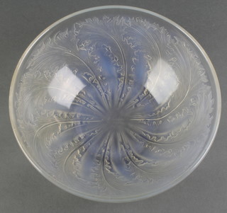 Lalique, a Chicoree opalescent glass bowl with etched lower case marks 10" 