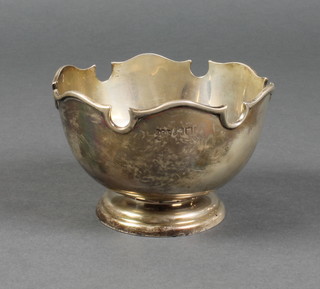 A silver pedestal rose bowl 4 1/2", 148 grams, marks rubbed