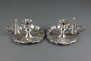 A pair of Georgian design silver plated chamber sticks with snuffers 4" 