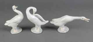 3 Lladro geese 3 1/2", 3 1/2" and 4" 