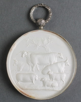 A Victorian presentation medallion 1859 for The Best Pigs (Berkshire breed) in a silver coloured mount 